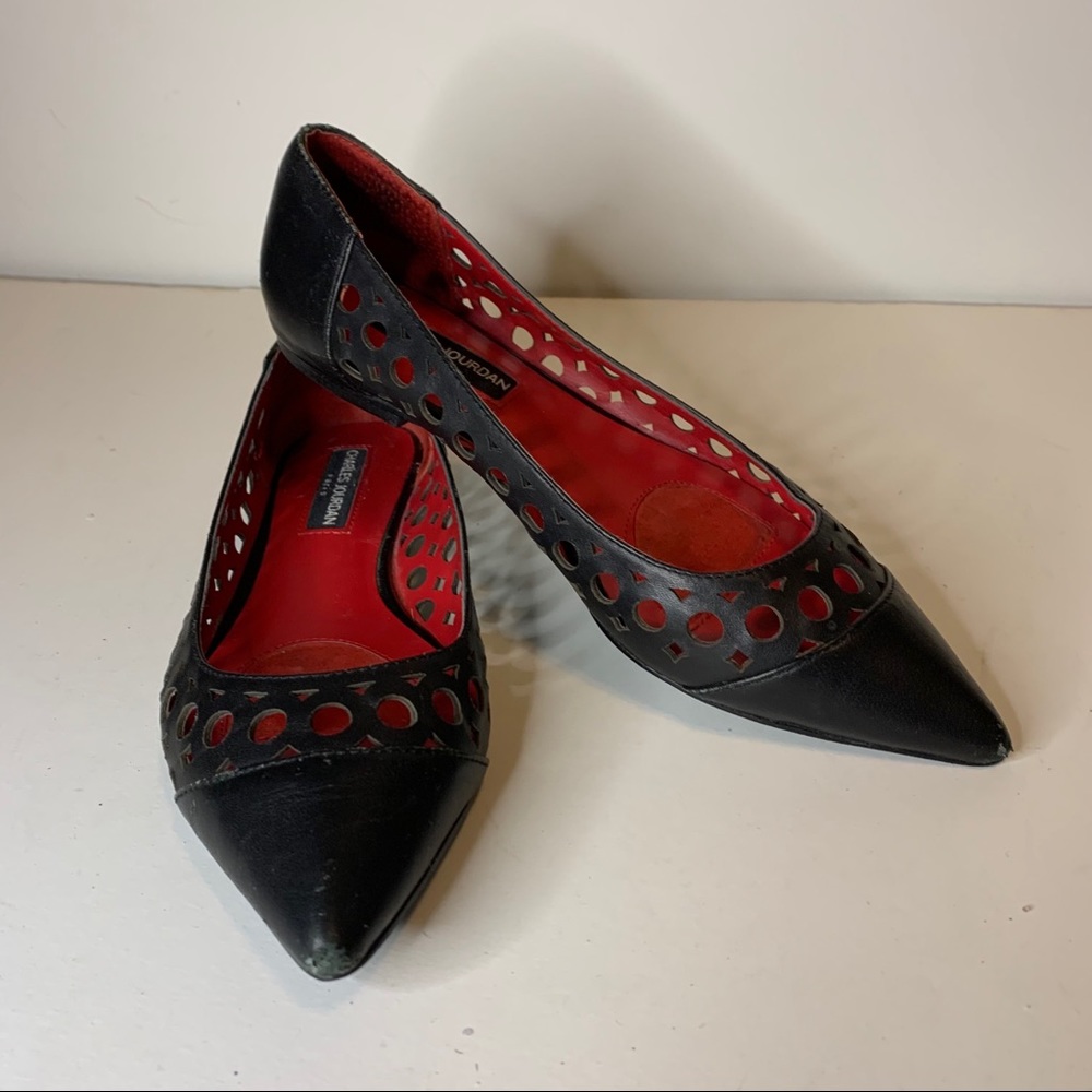 CHARLES JOURDAN PARIS Black Soft Leather Flats